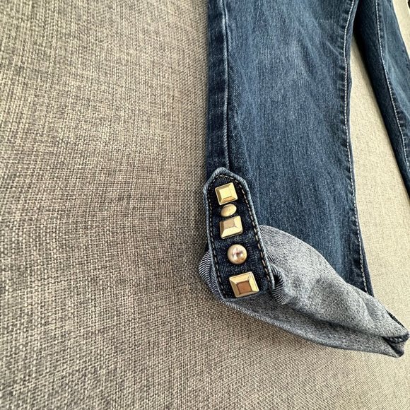 Nine West Jeans Capris 10/30 Rolled Up Studded Detail  Mid Rise Cotton Spandex - Picture 4 of 16